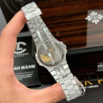 Super Clone Patek Philippe Nautilus 5712/1A 40mm Blue Dial Full Moissanite Hongkong – Customize Diamod — view 10