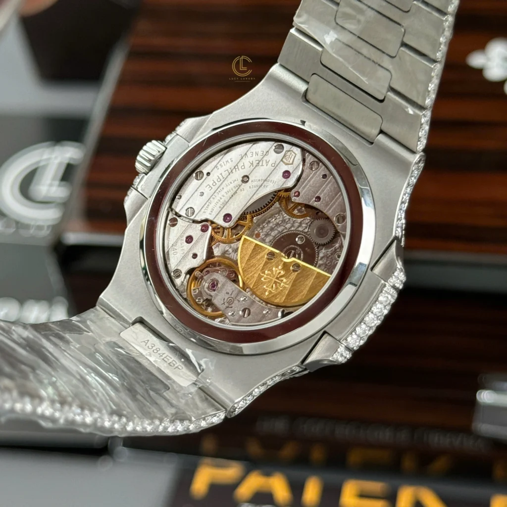 Super Clone Patek Philippe Nautilus 5712/1A 40mm Blue Dial Full Moissanite Hongkong – Customize Diamod — view 9
