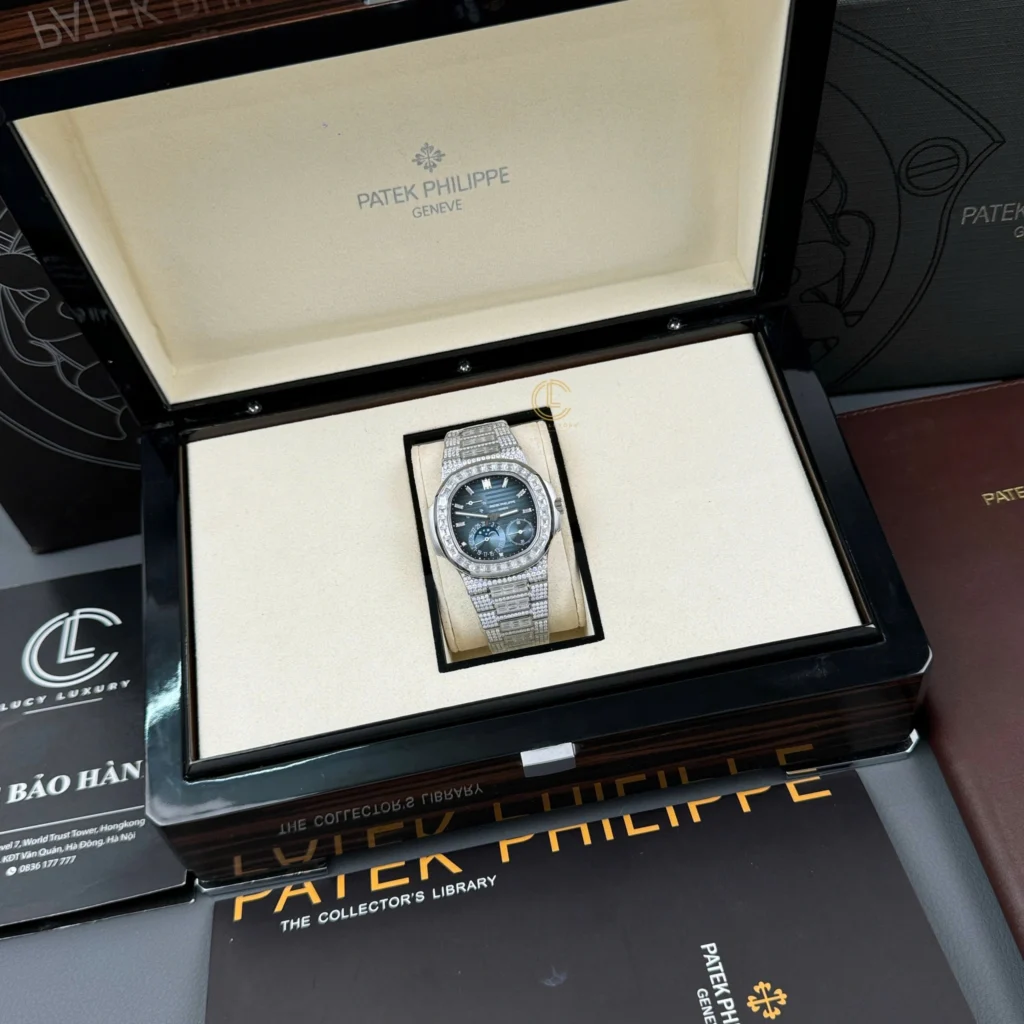 Super Clone Patek Philippe Nautilus 5712/1A 40mm Custom Full Moissanite Baguette HongKong – Customize Diamod — view 11