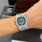 Super Clone Patek Philippe Nautilus 5712/1A 40mm Custom Full Moissanite Baguette HongKong – Customize Diamod — clasp and links