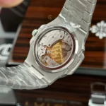 Super Clone Patek Philippe Nautilus 5712/1A 40mm Custom Full Moissanite Baguette HongKong – Customize Diamod — movement / caseback view