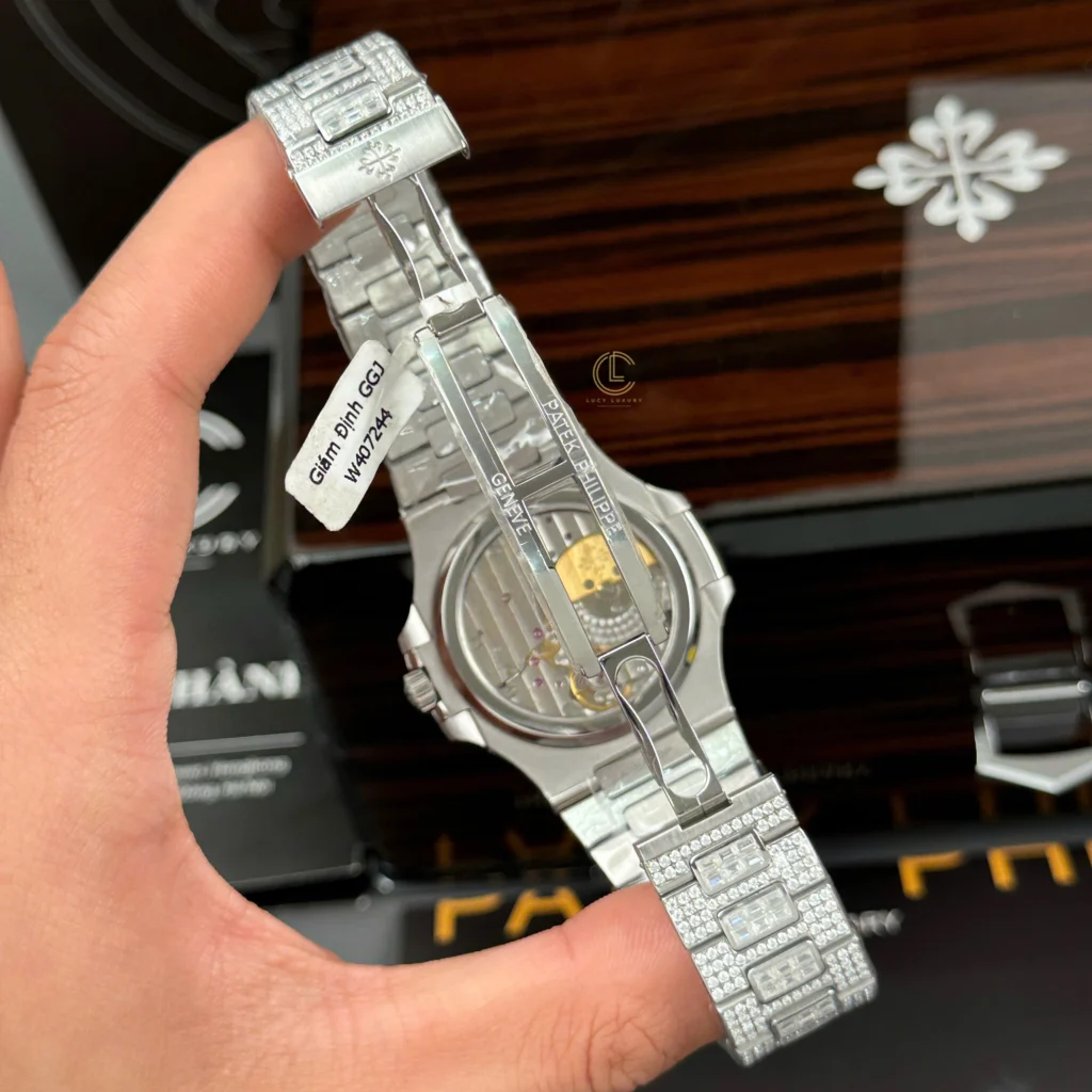 Super Clone Patek Philippe Nautilus 5712/1A 40mm Custom Full Moissanite Baguette HongKong – Customize Diamod — view 9