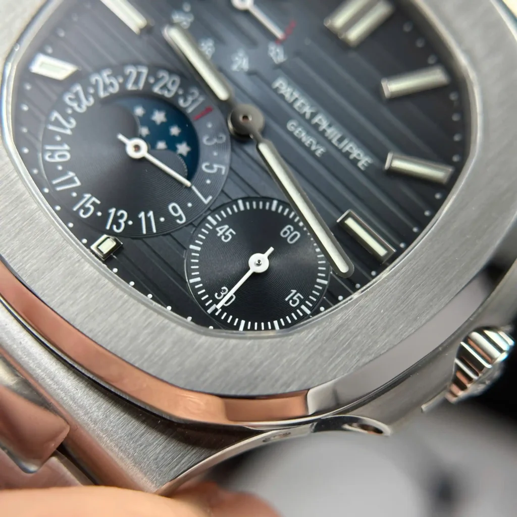 Super Clone Patek Philippe Nautilus 5712/1A – 001 Steels Blue Dial V3- – — on leather display