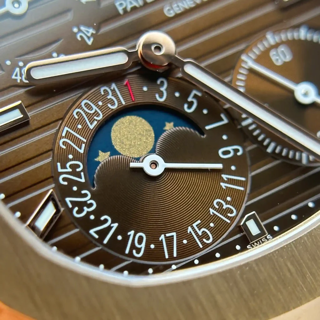 Super Clone Patek Philippe Nautilus 5712/1R – 001 Chocolate Dial V3 — on leather display