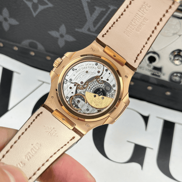 Super Clone Patek Philippe Nautilus 40mm Steel Bracelet Steel — on leather display