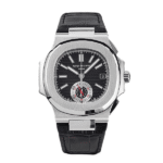 Super Clone Patek Philippe Nautilus Chronograph 5980/1A-014 40.5mm Black Dial with Leather Strap