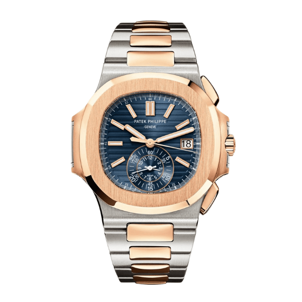 Super Clone Patek Philippe Nautilus Chronograph 5980/1AR-001 40.5mm Blue Dial Rose Gold Demi