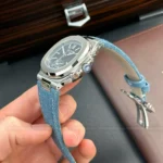 Super Clone Patek Philippe Nautilus 40mm Steel Bracelet Steel — on leather display