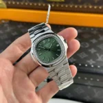 Super Clone Patek Philippe Patek Nautilus 5713G Green Dial 40mm Moissanite – Handcrafted Diamod — case and bezel