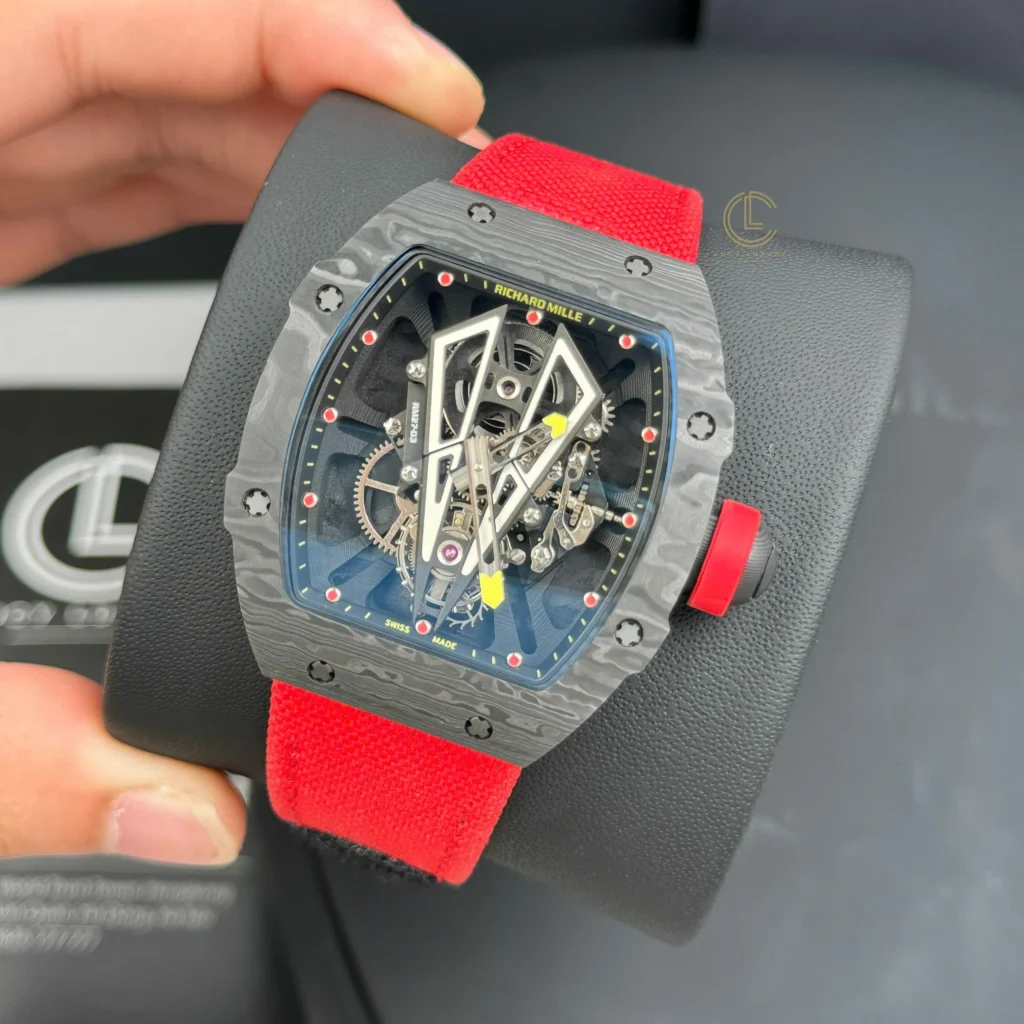 Super Clone Richard Mille RM 27-03 Richard Mille 42mm Carbon Đen 43gram — case and bezel