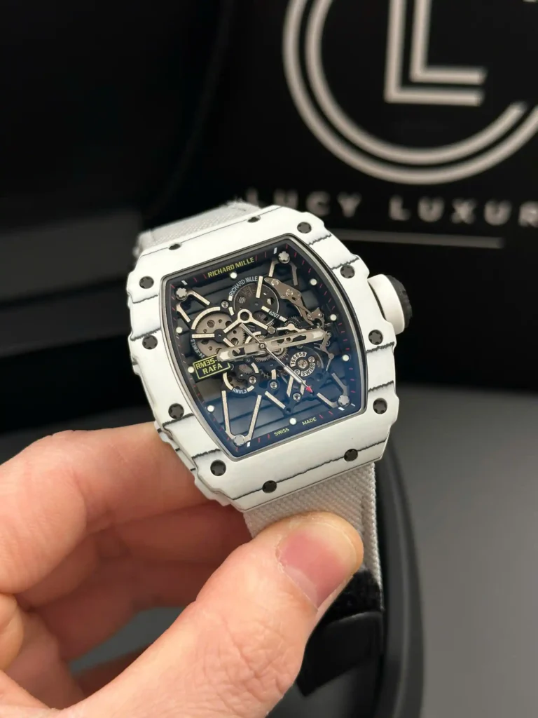 Super Clone Richard Mille RM 35-01 RICHARD MILLE Rafa White Cacbon NTPT 42mm — bracelet detail