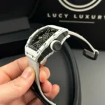 Super Clone Richard Mille RM 35-01 RICHARD MILLE Rafa White Cacbon NTPT 42mm — on leather display
