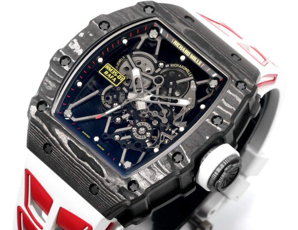 Super Clone Richard Mille RM 35-01 Rafael Nadal Carbon Fiber Velcro Strap — dial close-up