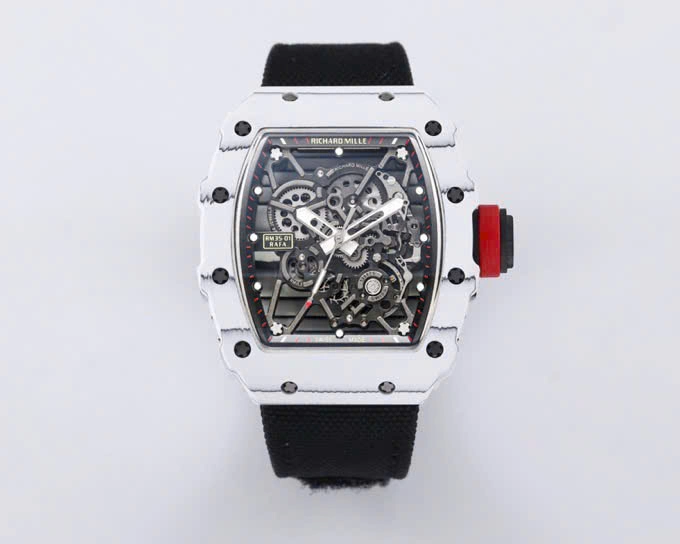 Super Clone Richard Mille RM 35-01 Richard Mille Rafa Cacbon NTPT Black Strap 42mm — dial close-up