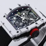 Super Clone Richard Mille RM 35-01 Richard Mille Rafa Cacbon NTPT Black Strap 42mm — on leather display