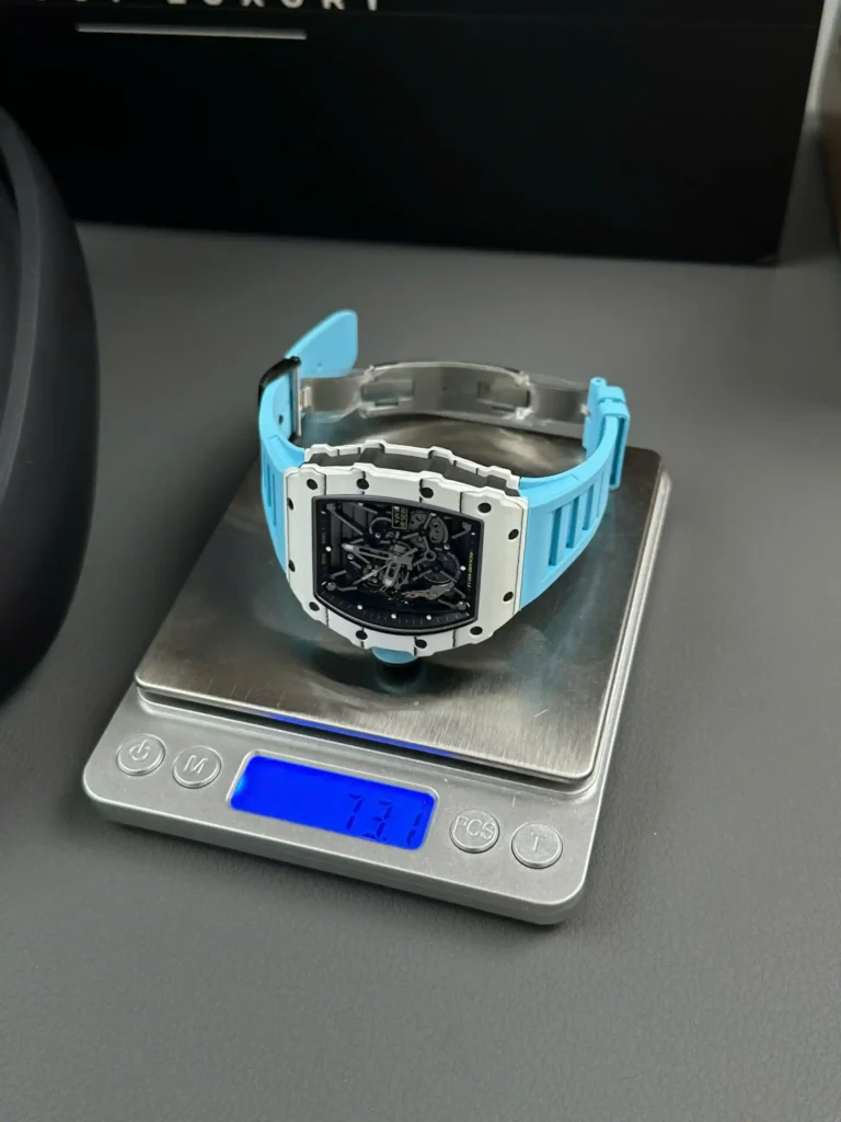 Super Clone Richard Mille RM 35-01 Richard Mille Rafa Cacbon NTPT Blue Strap 42mm — dial close-up