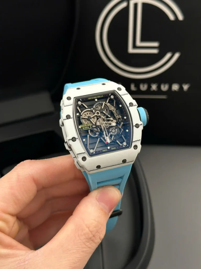 Super Clone Richard Mille RM 35-01 Richard Mille Rafa Cacbon NTPT Blue Strap 42mm — case and bezel