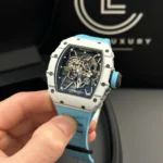 Super Clone Richard Mille RM 35-01 Richard Mille Rafa Cacbon NTPT Blue Strap 42mm — bracelet detail