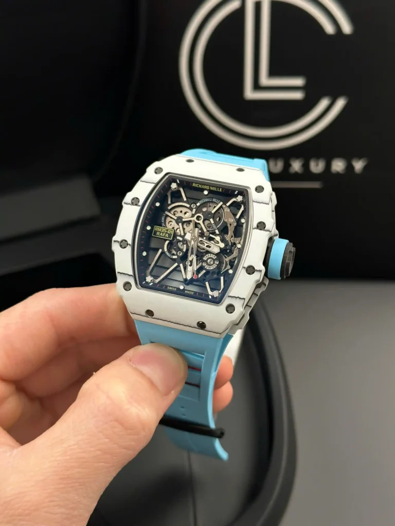 Super Clone Richard Mille RM 35-01 Richard Mille Rafa Cacbon NTPT Blue Strap 42mm — bracelet detail