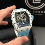 Super Clone Richard Mille RM 35-01 Richard Mille Rafa Cacbon NTPT Blue Strap 42mm — side profile