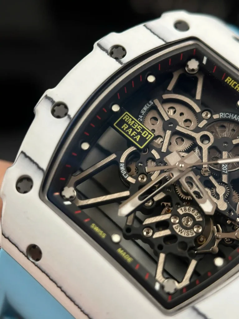 Super Clone Richard Mille RM 35-01 Richard Mille Rafa Cacbon NTPT Blue Strap 42mm — clasp and links