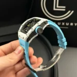 Super Clone Richard Mille RM 35-01 Richard Mille Rafa Cacbon NTPT Blue Strap 42mm — movement / caseback view