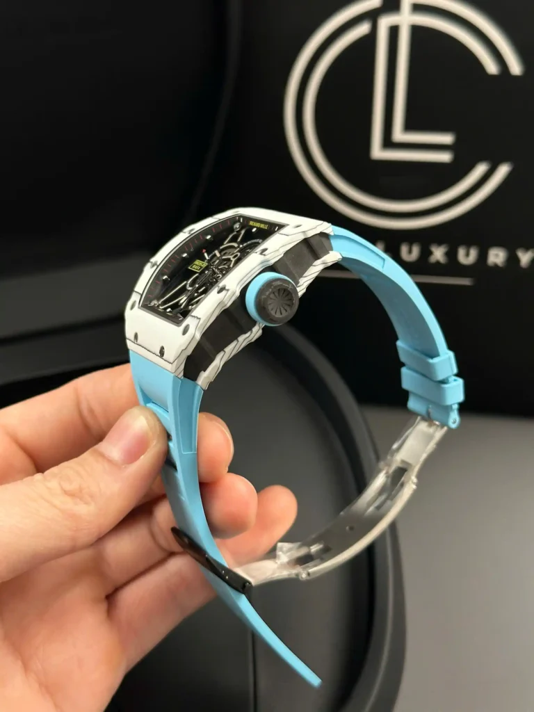 Super Clone Richard Mille RM 35-01 Richard Mille Rafa Cacbon NTPT Blue Strap 42mm — movement / caseback view
