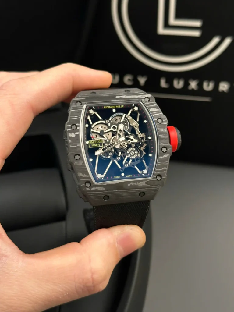Super Clone Richard Mille RM 35-01 Richard Mille Rafa Cacbon NTPT Full Black 42mm — bracelet detail