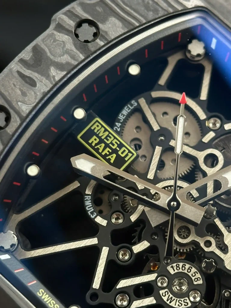 Super Clone Richard Mille RM 35-01 Richard Mille Rafa Cacbon NTPT Full Black 42mm — clasp and links