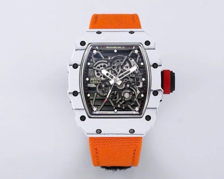 Super Clone Richard Mille RM 35-01 Richard Mille Rafa Cacbon NTPT Orange Strap 42mm — dial close-up