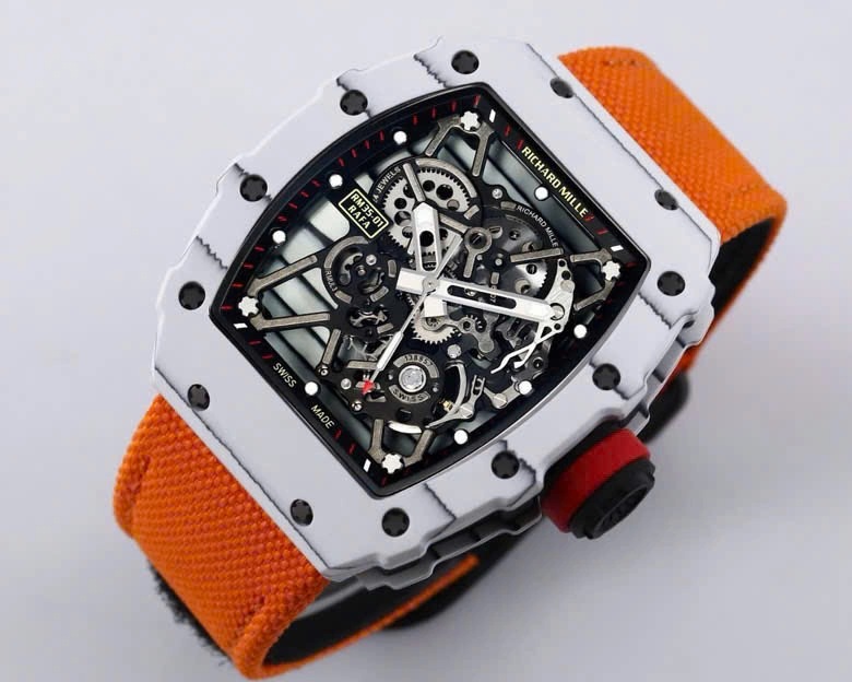 Super Clone Richard Mille RM 35-01 Richard Mille Rafa Cacbon NTPT Orange Strap 42mm — case and bezel