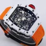 Super Clone Richard Mille RM 35-01 Richard Mille Rafa Cacbon NTPT Orange Strap 42mm — movement / caseback view