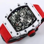 Super Clone Richard Mille RM 35-01 Richard Mille Rafa Cacbon NTPT Red Strap 42mm — dial close-up