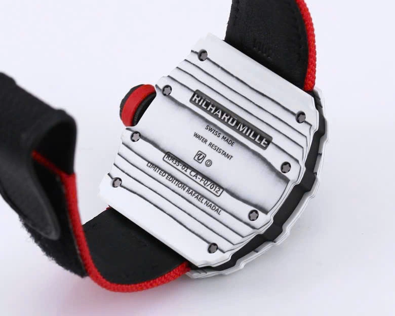 Super Clone Richard Mille RM 35-01 Richard Mille Rafa Cacbon NTPT Red Strap 42mm — side profile