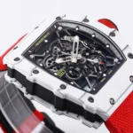 Super Clone Richard Mille RM 35-01 Richard Mille Rafa Cacbon NTPT Red Strap 42mm — on leather display