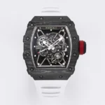 Super Clone Richard Mille RM 35-01 Richard Mille Rafa Cacbon NTPT White Strap 42mm — dial close-up