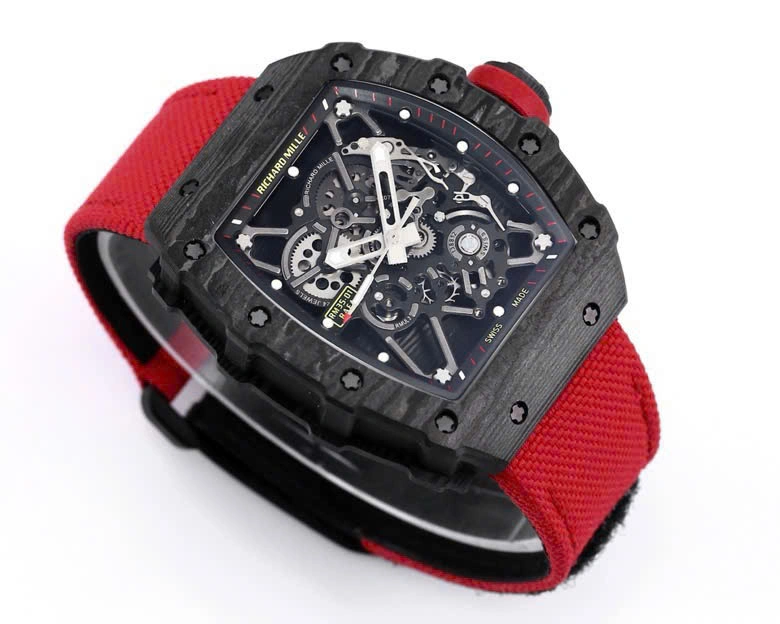 Super Clone Richard Mille RM 35-01 Richard Mille Rafa Cacbon NTPT White Strap 42mm — dial close-up