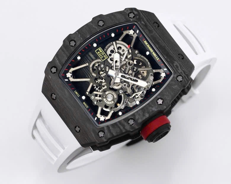 Super Clone Richard Mille RM 35-01 Richard Mille Rafa Cacbon NTPT White Strap 42mm — case and bezel