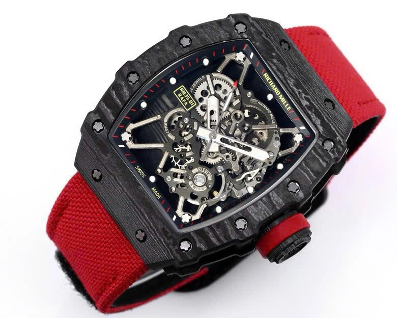 Super Clone Richard Mille RM 35-01 Richard Mille Rafa Cacbon NTPT White Strap 42mm — case and bezel