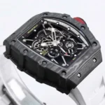 Super Clone Richard Mille RM 35-01 Richard Mille Rafa Cacbon NTPT White Strap 42mm — side profile