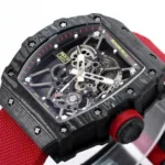 Super Clone Richard Mille RM 35-01 Richard Mille Rafa Cacbon NTPT White Strap 42mm — side profile