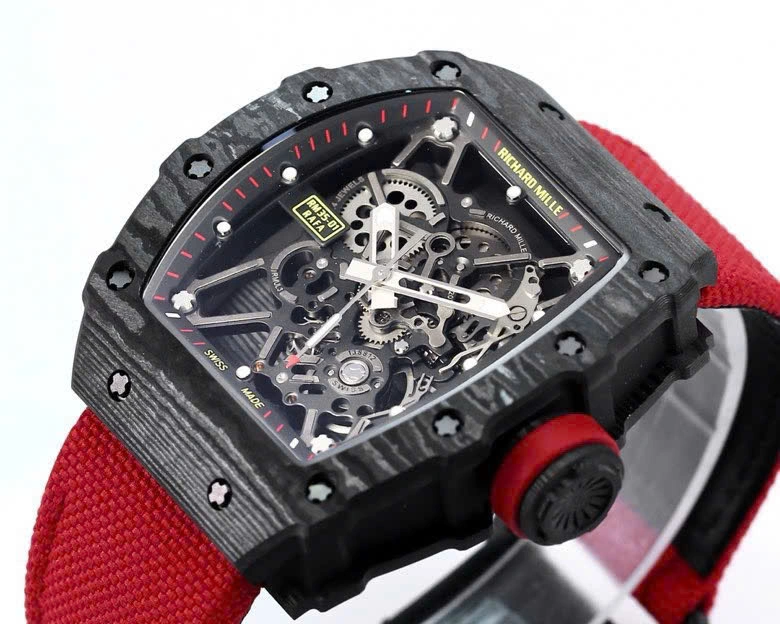 Super Clone Richard Mille RM 35-01 Richard Mille Rafa Cacbon NTPT White Strap 42mm — side profile