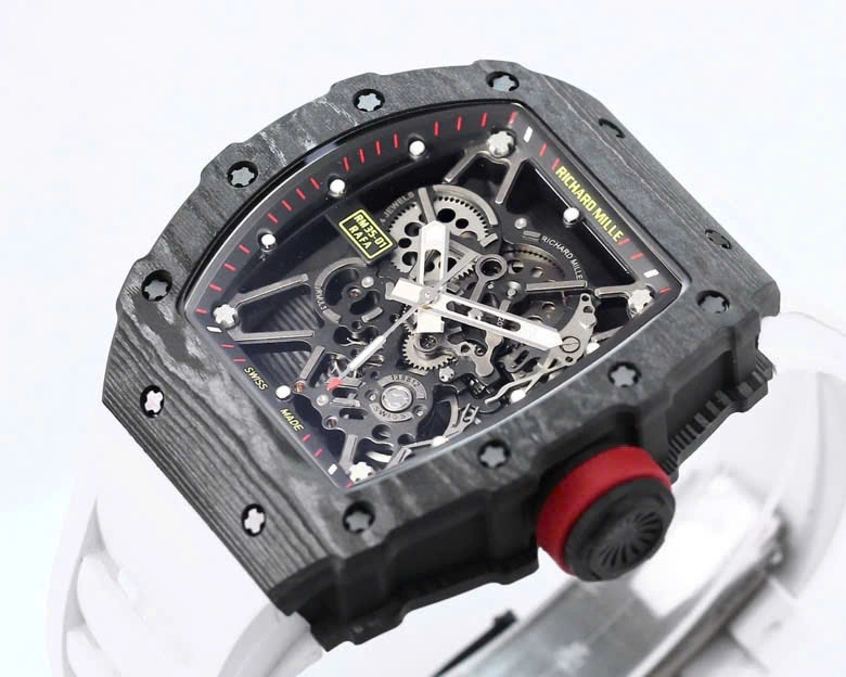 Super Clone Richard Mille RM 35-01 Richard Mille Rafa Cacbon NTPT White Strap 42mm — clasp and links
