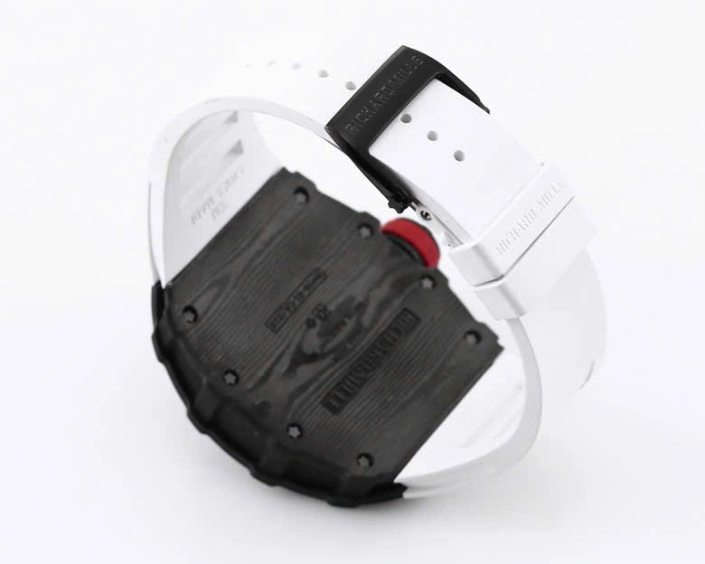 Super Clone Richard Mille RM 35-01 Richard Mille Rafa Cacbon NTPT White Strap 42mm — movement / caseback view
