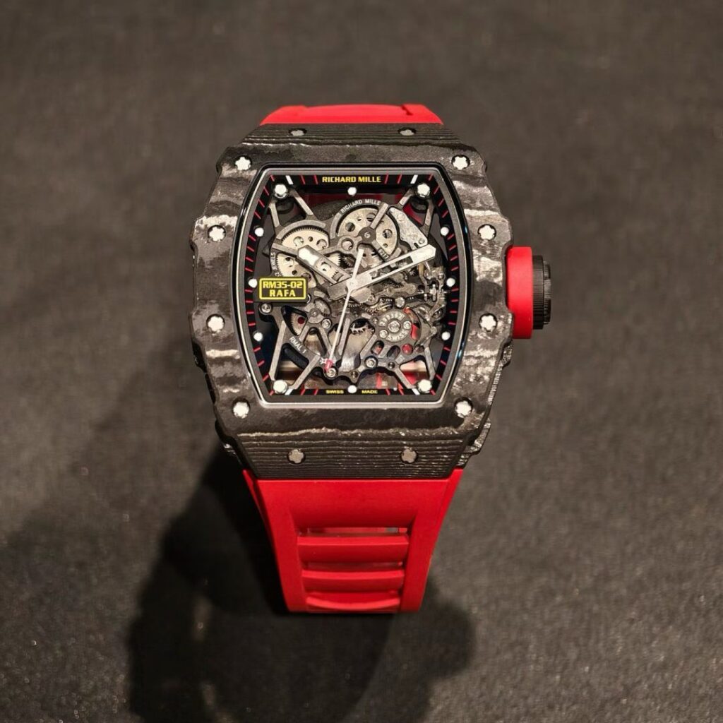 Super Clone Richard Mille RM 35-02 Carbon TPT Purple AR Sapphire Rubber Strap