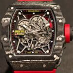 Super Clone Richard Mille RM 35-02 Carbon TPT Purple AR Sapphire Rubber Strap — movement / caseback view