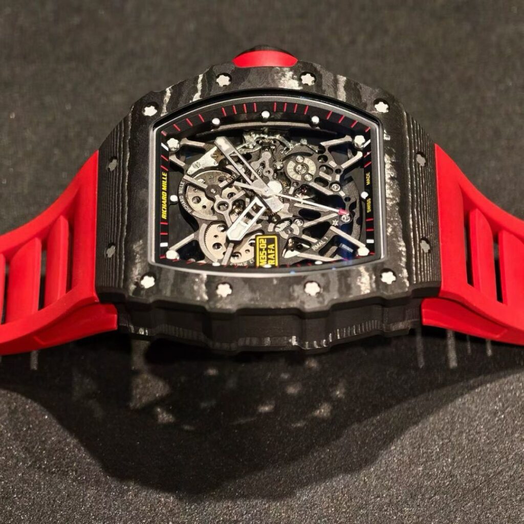 Super Clone Richard Mille RM 35-02 Carbon TPT Purple AR Sapphire Rubber Strap — view 9