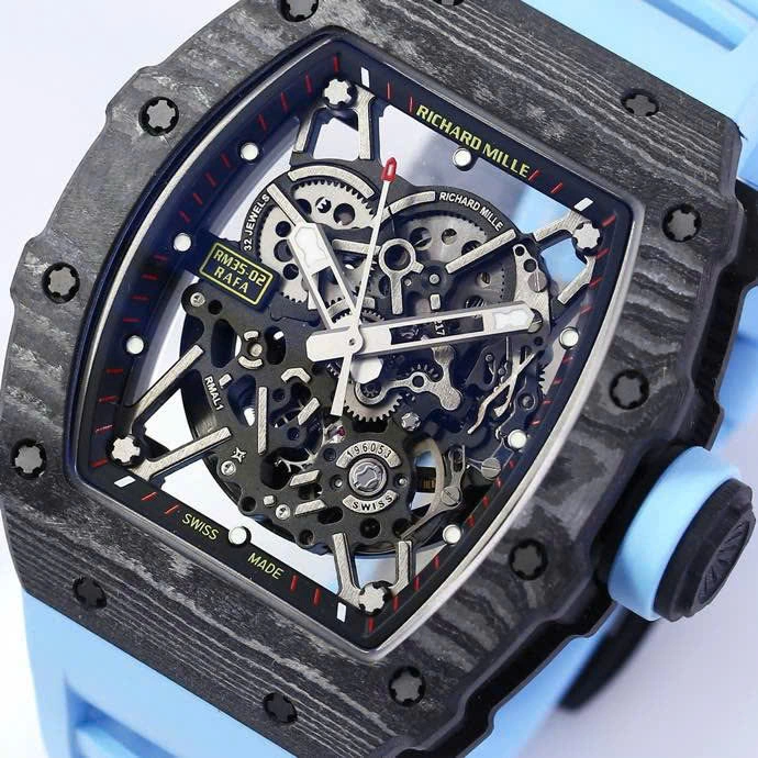 Super Clone Richard Mille RM 35-02 Richard Mille Rafael Nadal Blue 44mm — side profile