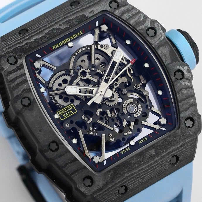 Super Clone Richard Mille RM 35-02 Richard Mille Rafael Nadal Blue 44mm — movement / caseback view