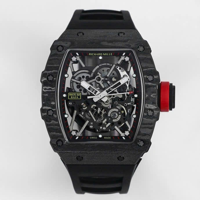 Super Clone Richard Mille RM 35-02 Richard Mille Rafael Nadal NTPT Carbon Full Black — bracelet detail